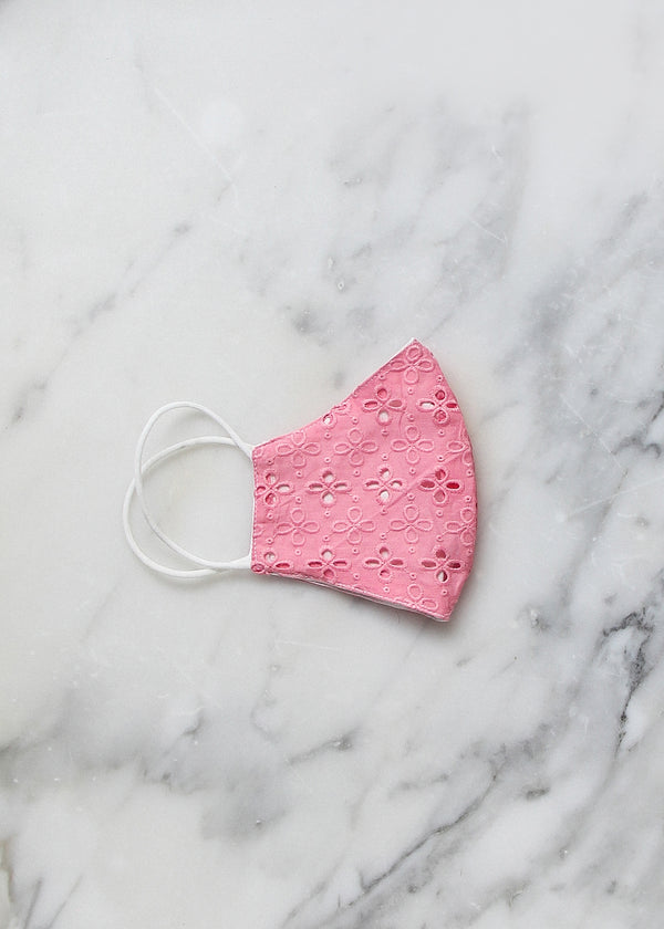 Pink Embroidered Face Mask