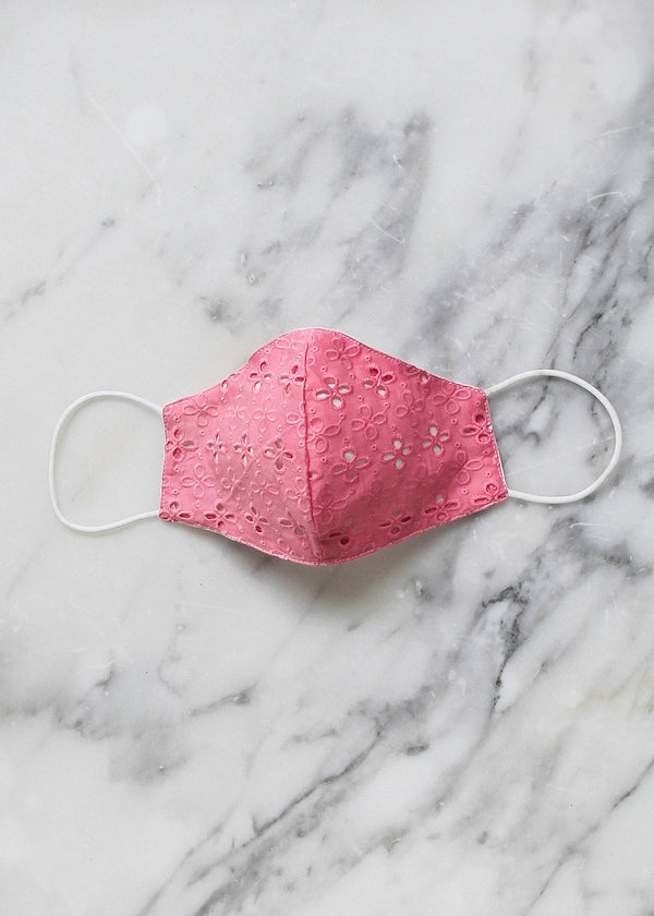 Pink Embroidered Face Mask